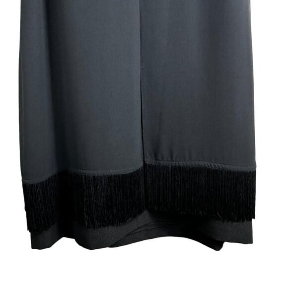 Karl Lagerfeld Paris Black Sleeveless Fringe Hem Shift Dress Size 12‎  NWOT - Picture 9 of 14